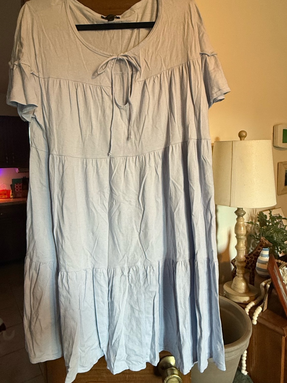 J. Crew powder blue cotton knit tiered dress EUC XL - Picture 3 of 5